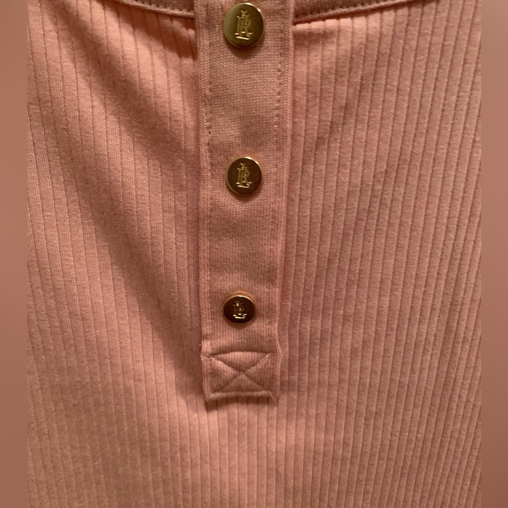 FINAL PRICE NWT Ralph Lauren Henley: Pink Blush, 3 Golden Buttons, Round Neck, S - Picture 4 of 8